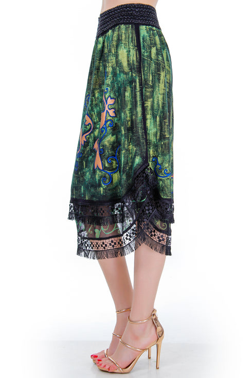 Fusta jerse pictat  Liza Panait Liza Panait Online Boutique